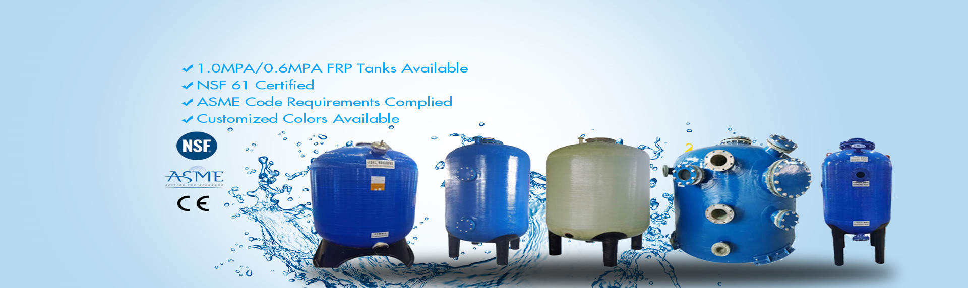 1.0MPA/0.6MPA FRP Tanks Available